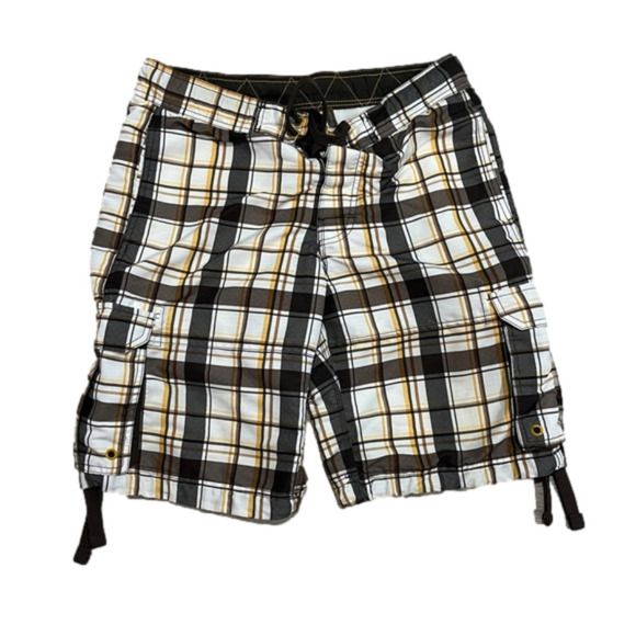 H&m Men’s Shorts Lined Plaid Cargo Shorts, Also Use As Swim Trunks, Size Medium - Picture 1 of 4